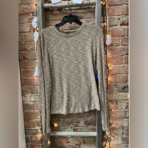 Intimately by Free People Beige Textured Long Sleeve Tee